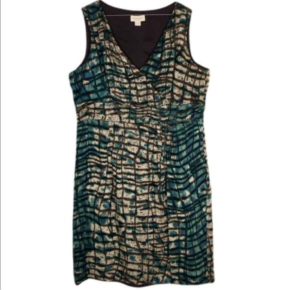 Monsoon Women’s Dress Size 8 Silk Blue & Green Geometric Textured Party Cocktail - Picture 4 of 16